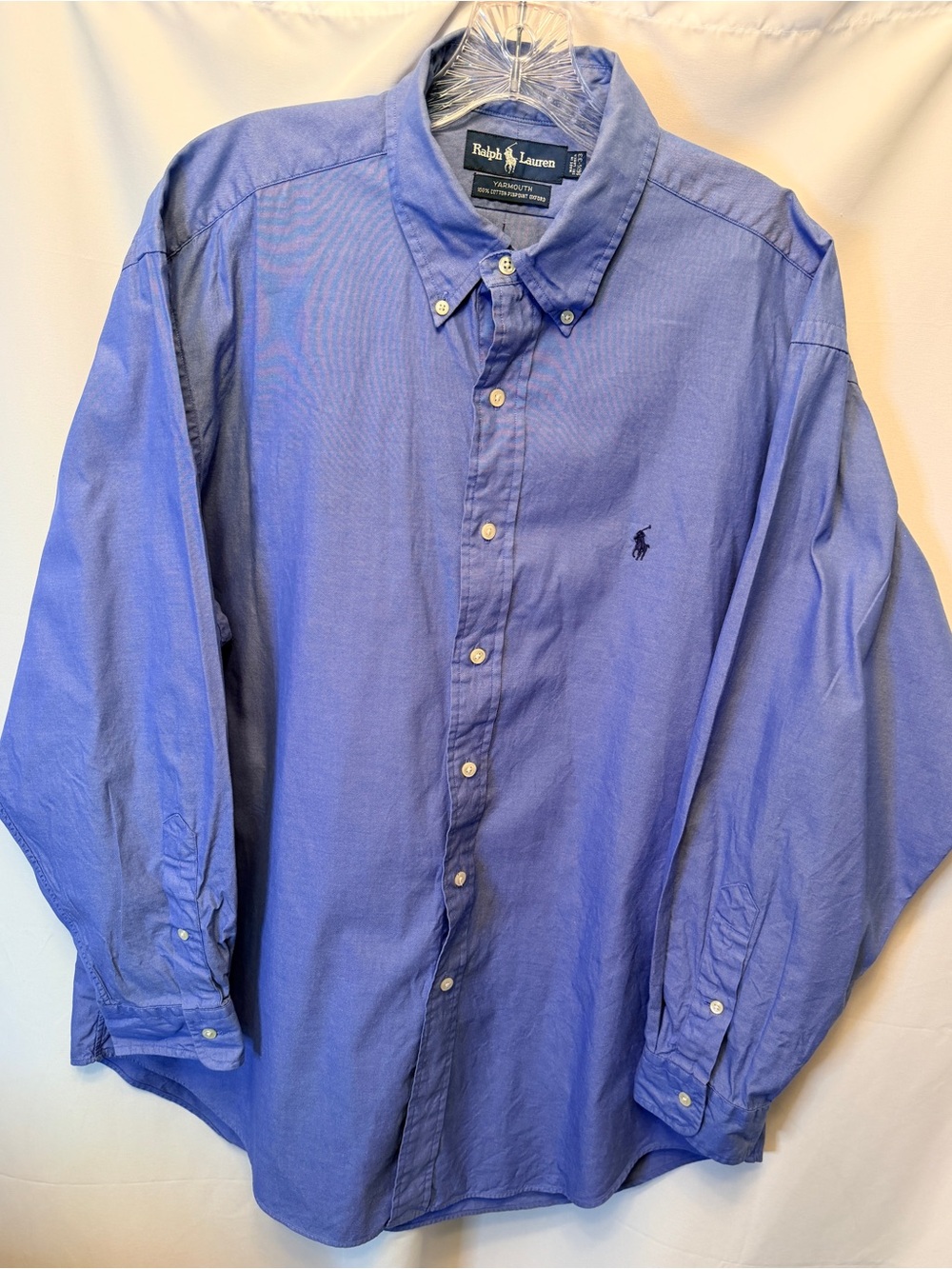 Ralph Lauren Men’s 16.5-33 Blue Yarmouth Button Down Long Sleeve Embroidered